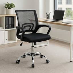 Cadeira de Escritório Secretária Diretor Base Cromada com Rodinha Giratória com Encosto Altura Ajustável Detroit Tela Mesh Preta