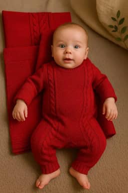 Saida Maternidade De Tricot 2 Pçs Luxo Macacão E Manta 75x75 (vermelho)