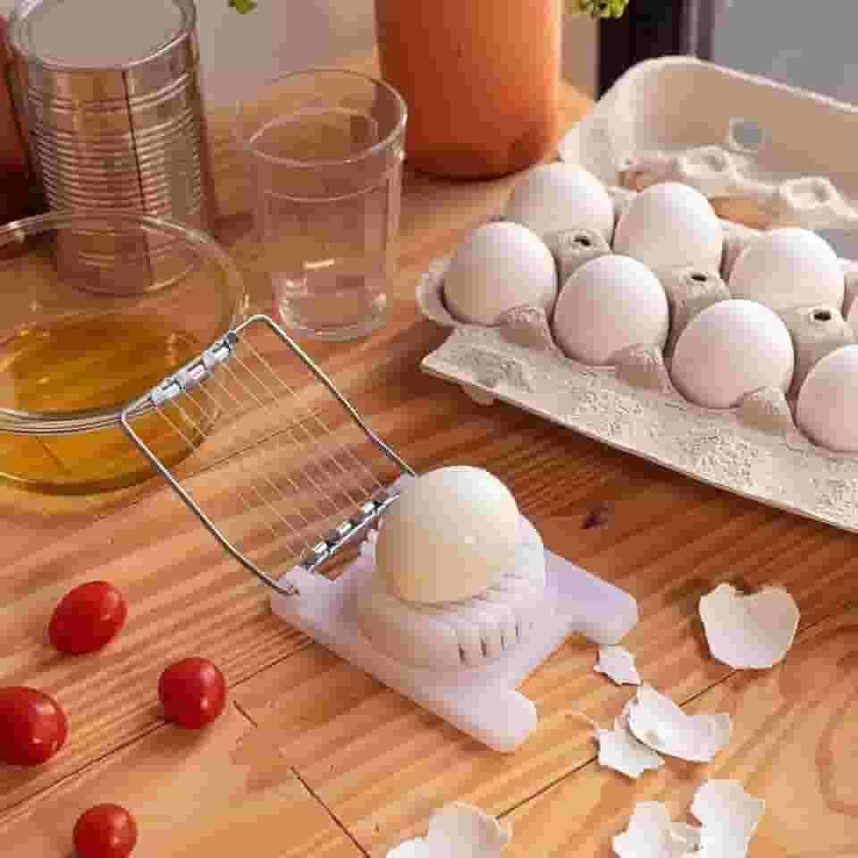 Cortador e Fatiador de Ovos Cozidos com Base Plástica em Aço Inoxidável Fios Resistentes Cortes Precisos Uniformes e Sem Esmagar Compacto Higiênico Saladas Sanduíches Refeições Rápidas