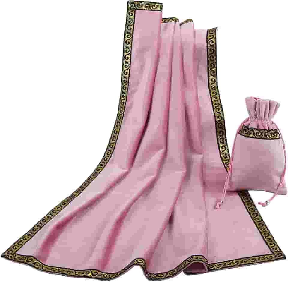 BLESSUME Toalha de mesa de tarô de altar para leitura Wicca quadrada de veludo com bolsa de tarô (rosa 1)