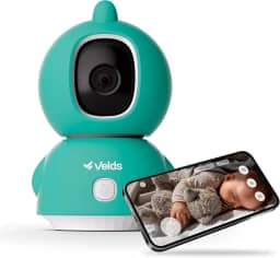 Babá Eletrônica Wi-Fi Velds, Visão Noturna, Detecção de Choro, Sensor de Temperatura, Áudio Bidirecional, Armazenamento até 256GB, Câmera Monitor de Bebê com Capinha Verde Dragão