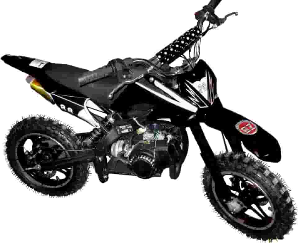 Mini Moto Cross Trilha 49cc BZ Arena Preta Partida a Corda Gasolina com Óleo 2 Tempos BARZI MOTORS