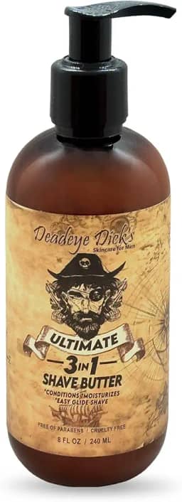 Deadeye Dick's Manteiga De Barbear 3 Em 1, Creme Natural Para Rosto, Cabeça E Corpo, Fórmula Suave Não Irritante Todos Os Tipos Pele, 8 Fl Oz