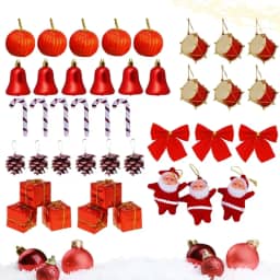 Kit 42 Enfeites Pendente Arvore Natal Decoração Importaço (VERMELHO)