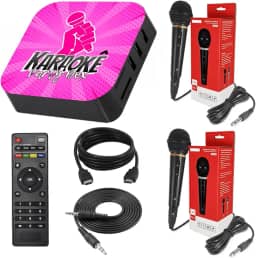 Karaoke Party Box Rosa Com Pontuação +de 2000 Músicas +2 Microfones (Com Lista De Espera/Não Precia De Internet) Jukebox ORIGINAL