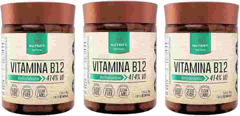 Kit 3 Vitamina B12 Metilcobalamina Nutrify 60 Cápsulas