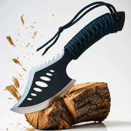 Machado Tático Lenhador com Cabo Emborrachado Antiderrapante, Lâmina Afiada e Coldre, Ideal para Cortar Madeira, Geleira e Uso Externo