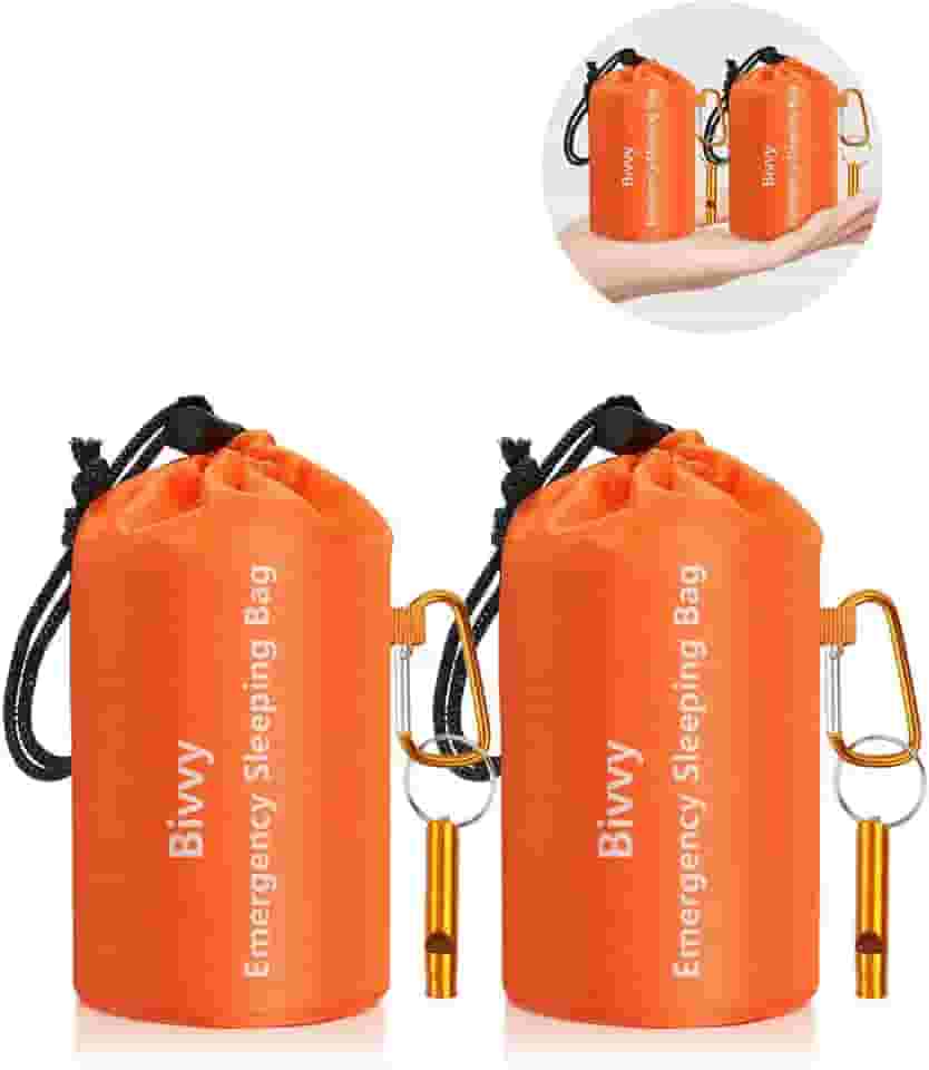 Timok Sacos de dormir de emergência, cobertores térmicos de emergência, cobertores espaciais ultraleves de sobrevivência, impermeável, saco de sobrevivência multiuso para caminhadas, acampamento, kits