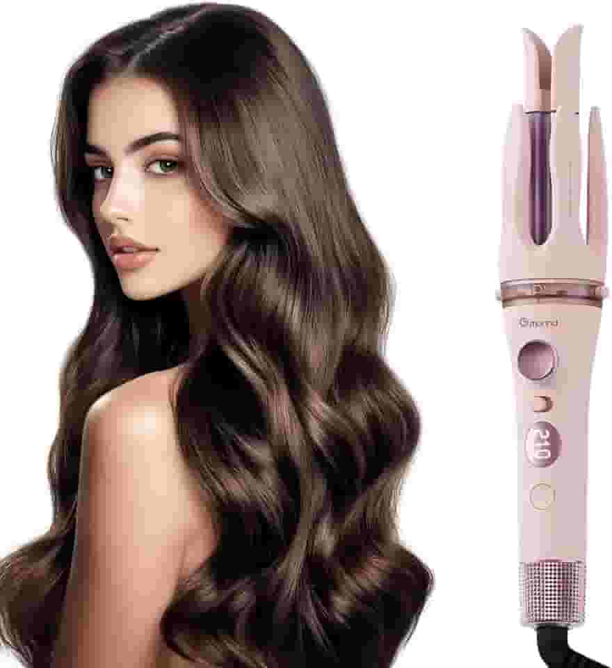 Modelador de Cachos Automático 3 em 1 (28/32 mm) com Escova Alisadora, Display LCD, 4 Temperaturas, Revestimento Cerâmico com Íons Negativos, Aquecimento Rápido, Desligamento Automático