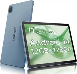 Digliand Tablet Android de 11 polegadas, 12 GB de RAM, 128 GB de ROM, 8 núcleos, tablet HD de 8 horas de 7000 mAh, tela dividida e espelhamento de tela, câmera dupla, Android 14 (azul)