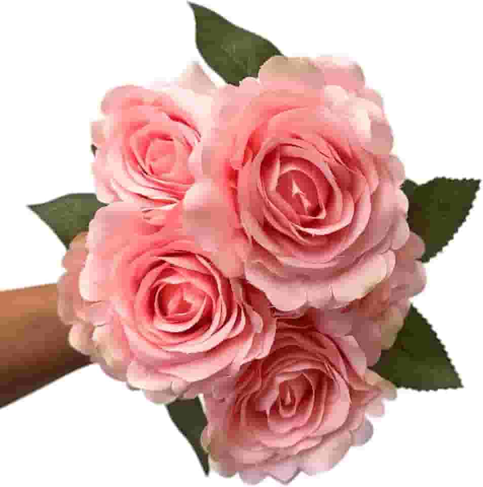 Buquê de Rosas Grandes Com 7 Flores Artificiais Decoração (Rosa-claro)