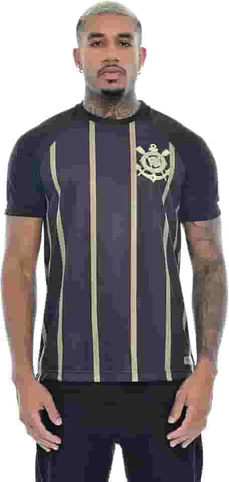Camisa Corinthians Raglan, Masculina, Preta