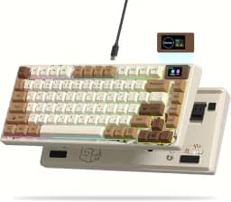 Womier Teclado SK80 75% com tela multimídia colorida, teclado mecânico para jogos, teclado de troca a quente, teclado personalizado RGB com montagem em gaxeta, estabilizador pré-lubrificado para