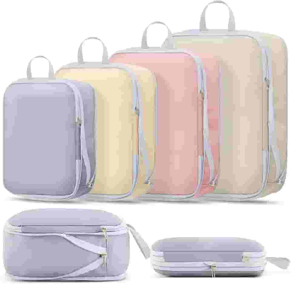 Pacote com 4 sacos de compressão para malas, sacos expansíveis, impermeável, bolsas organizadoras de mala de viagem, para mulheres e homens