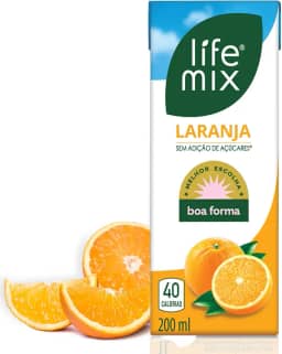 LIFE MIX - Suco de Laranja Natural Baixa Caloria - Sem Adição de Açúcares, Sem Conservantes e Corantes, Vitaminas C e D, Cálcio, Fibras e Ácido Fólico - Vegano - 200ml