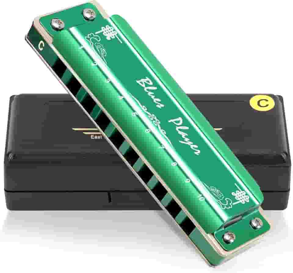 East top Gaita diatônica de Blues atualizada, chave C, gaita de órgão de boca diatônica de 10 furos, gaitas avançadas PR020 para adultos, profissionais e estudantes (verde)