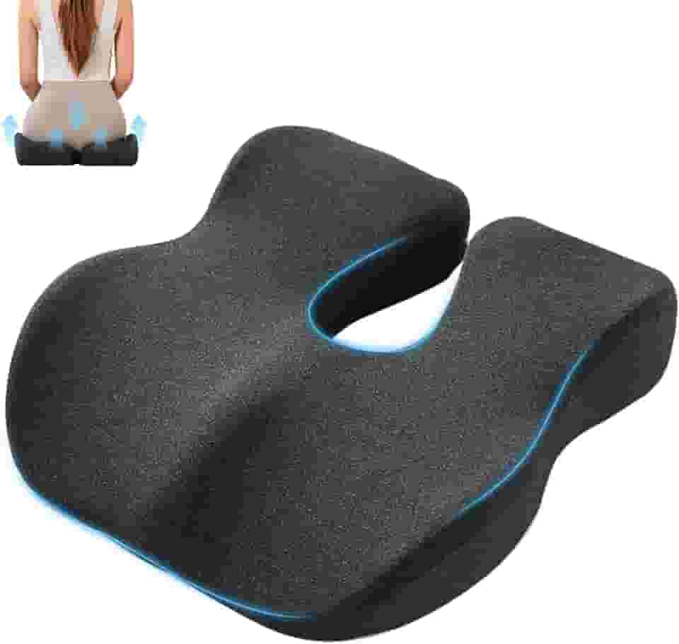 Almofada Coccix, Almofada Ortopedica,Almofada de Assento de Espuma de Memória,Reduz a Pressão Nos Quadris, No Cóccix e Nas Costas,42,5x43,5x10cm,Anti-Ronco