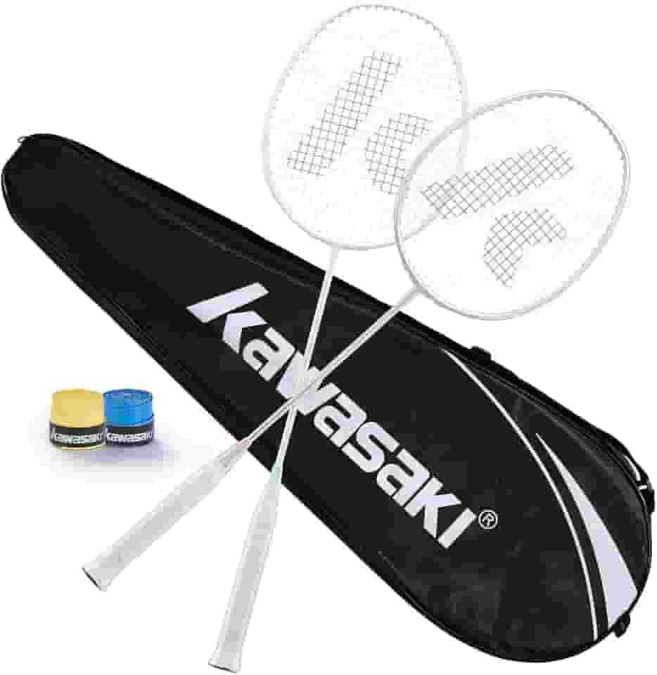 Kawasaki Raquete de badminton profissional grafite eixo badminton conjunto 2 raquete de peteca super leve para treinamento, esportes e entretenimento