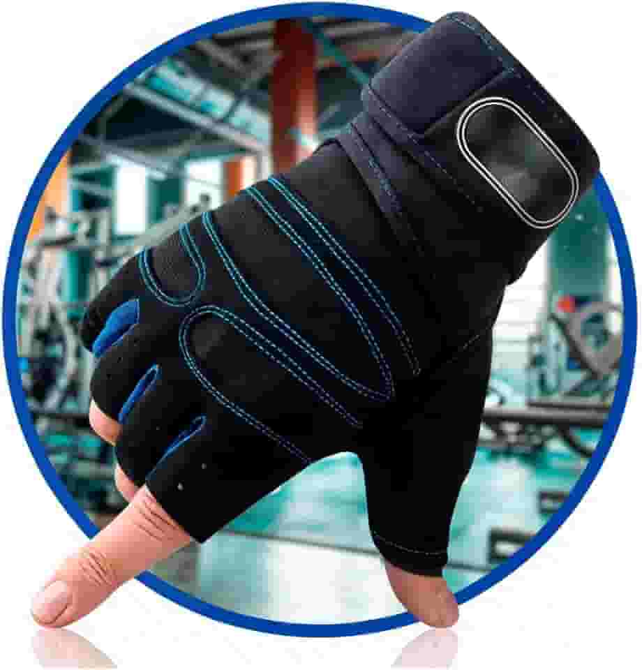 Luva de Academia ALENKO Meio Dedo Antiderrapante Tecido Respirável Costura Reforçada Ajustável Ideal para Musculação Crossfit e Halteres Tamanho Único