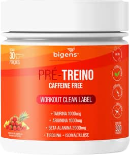 Pré Treino Bigens, Sem Cafeína, Adoçantes e Corantes Naturais, 300g (Unidade, Morango e Abacaxi)