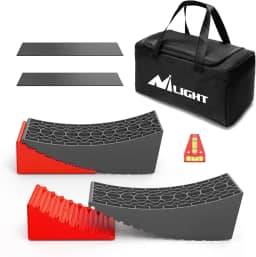 Nilight Nivelador RV - Pacote com 2 blocos de nivelamento de campista suporte de rampa eixos duplos, até 16 kg, sistema de nivelamento de acessórios de RV rápido para trailer de viagem, motorhome -