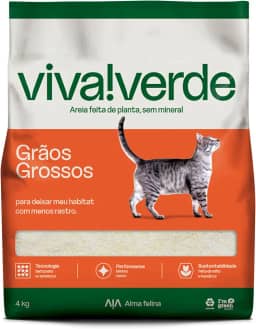 Viva Verde Areia Higiênica Biodegradável para Gatos Grãos Grossos 4kg