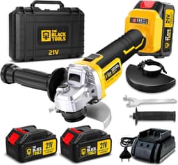 Esmerilhadeira Lixadeira Angular Sem Fio Com 2 Baterias 4000mah 21v 4.1/2 125mm 110/220v The Black Tools