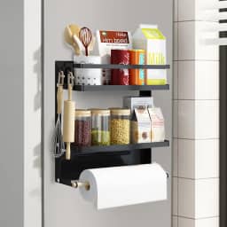 Suporte Organizador Magnéticas de Metal para Geladeira, Suporte Magnético de Papel Toalha, Organizadores e Armazenamento de Geladeira, Prateleira Magnética de Cozinha Multiuso