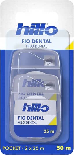 Hillo Fio Dental de Bolso, 2 Unidades de 25 Metros, Portátil e Prático para o Dia a Dia