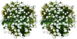 KINDU - 2 unidades de Mini Buquê de Flores Mosquitinho Branco Artificial