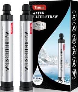 Timain Filtragem De 4 Estágios De 2 Pacotes, Palha De Filtro De Água Pessoal De Alta Taxa De Fluxo, Sobrevivência Do Purificador De Água Para Kits De Emergência, Viagens, Acampamento, Caminhada, Pesca