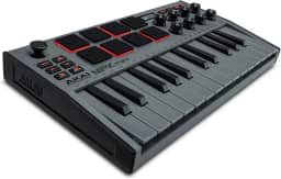 Akai Professional MPK Mini MK3 - Controlador de Teclado MIDI USB com 25 Teclas, 8 Pads de Bateria Iluminados, 8 Knobs, Software de Produção Musical e Pacote de Sons da Native Instruments, Cinzento