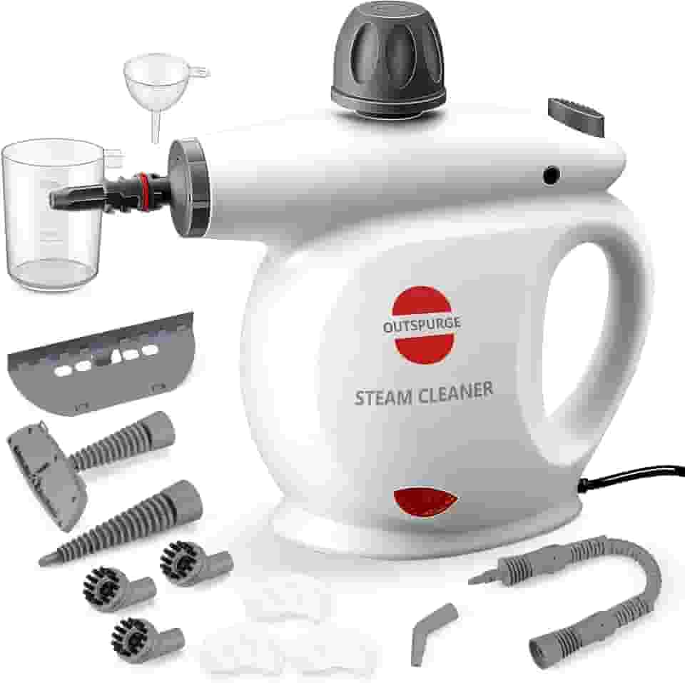 Outspurge Limpador A Vapor Portátil, Jato De Vapor Pressurizado Multissuperfície Com 13 Acessórios, Trava De Segurança, Vaporizador Para Limpeza De Pisos, Estofados, Rejuntes, Janelas, Sofás E Carro