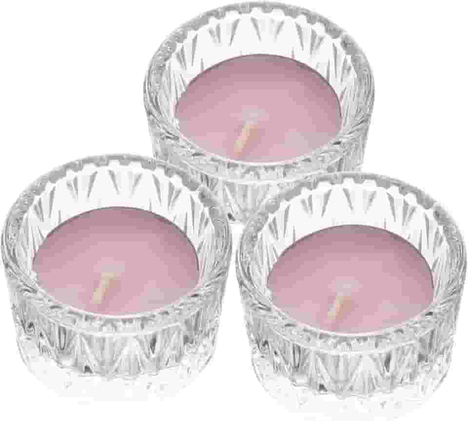 LYOR - Conjunto 3 Porta Velas de Vidro Bico de Abacaxi - 5,5cm x 3,5cm