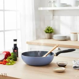 Panela Wok Frigideira Revestimento Antiaderente Cerâmico 24 cm 2,3L Ceramic Life - Jeans