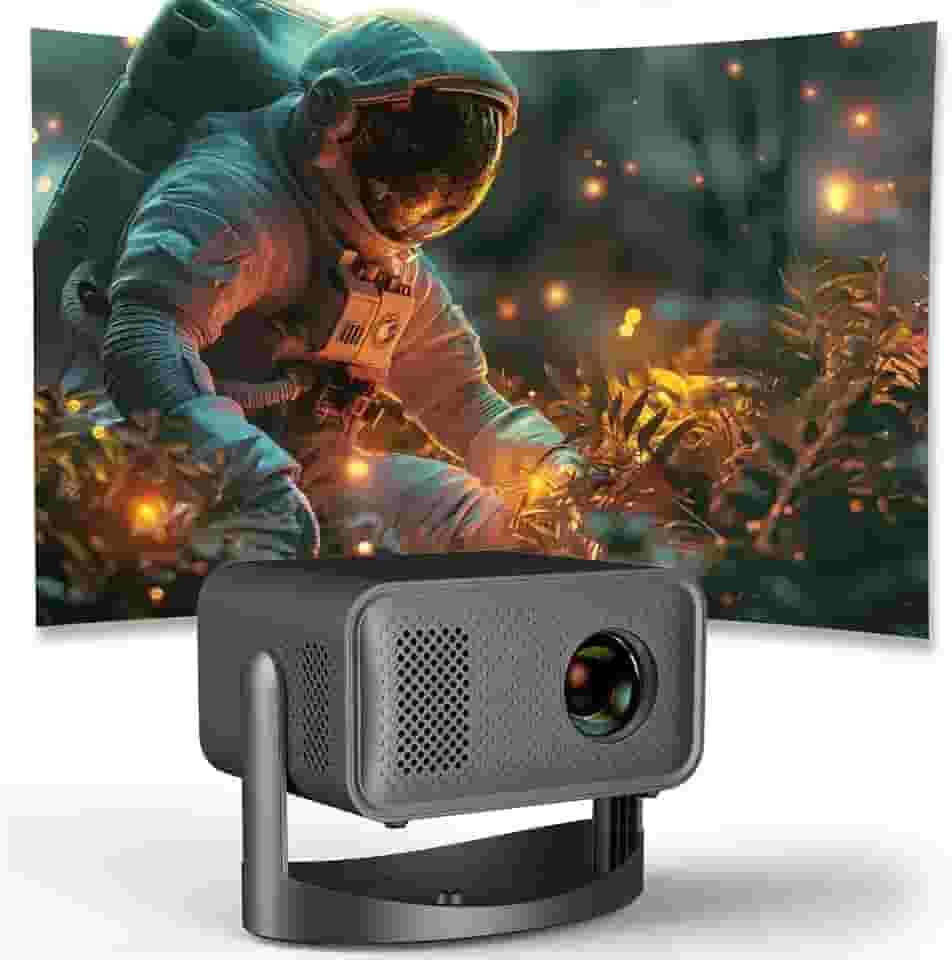 4K Mini Projetor Portátil com WiFi e Bluetooth, Mini Projetor com Suporte a 1080P, Android 11.0 Inteligente Rotativo de 360 ° Compatível com Android/IOS/laptop/TV/HDMI