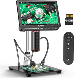 Elikliv Microscópio digital de foco automático 4K EM4K-AF, microscópio de solda de 52 MP para reparo de PCB, inspeção de moedas e relojoaria, lente de ampliação 2000X, tela IPS de 8 polegadas, saída