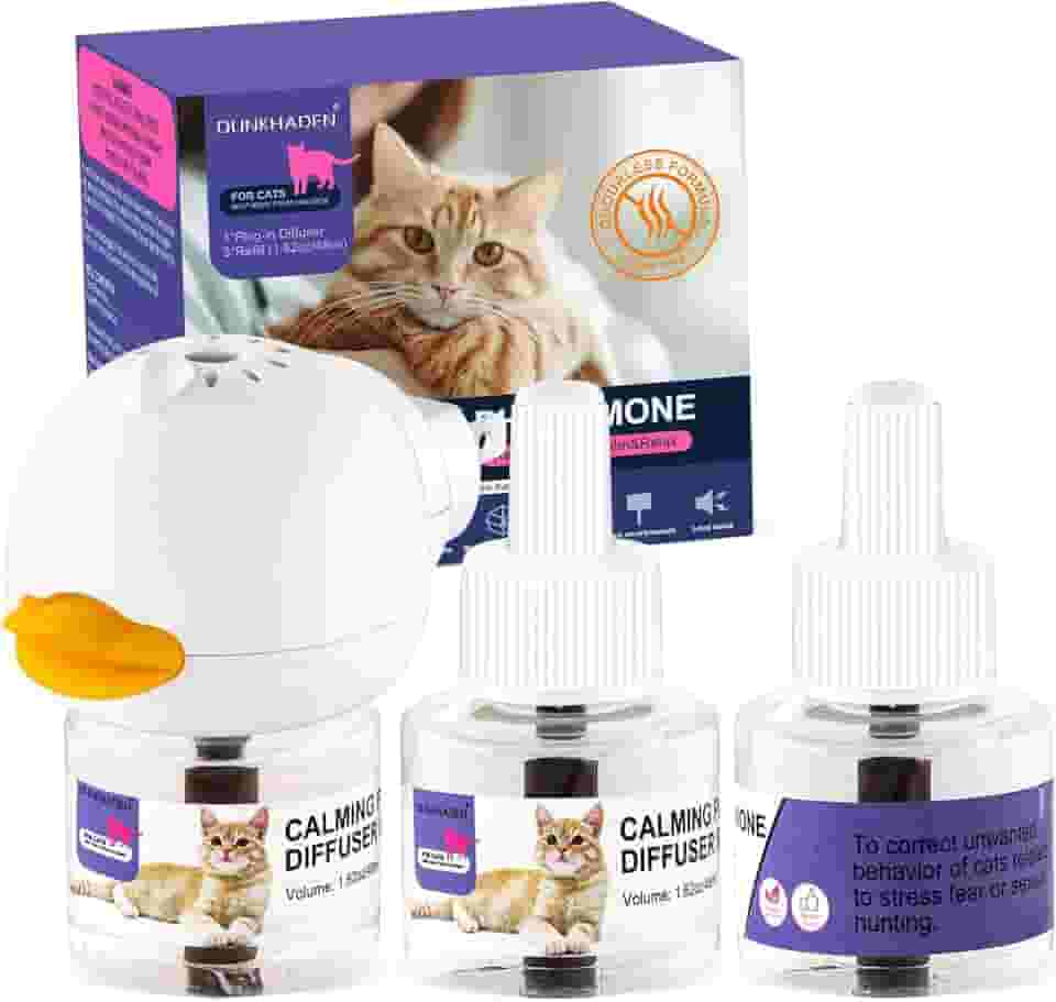O difusor de feromônio calmante para gatos reduz o conflito entre gatos, alívio eficaz da ansiedade para gatos e gatos, calmante 48 ml, 3 refis para todos os gatos, 3 pacotes