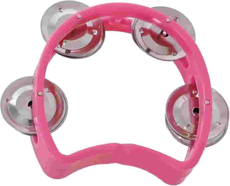 Pandeiro Infantil Meia Lua Pandeirola Profissional Colorido Para Criança Percussão Musical em ABS Instrumento de Mão Zaidan's (Rosa)
