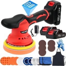 Kit de polidor de buffer de carro sem fio com baterias de 2 x 21 V, polidor de carro de 15 cm com 8 velocidades variáveis 2800-6000RPM e 21 peças de acessórios, polidor orbital para detalhes de carros
