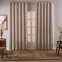 Cortina Blackout/Blecaute Em Tecido Corta Luz Para Sala, Quarto e Escritorio 4,00M x 2,50M | (4,00M X 2,50M) Com Ilhós Cromado (Palha)