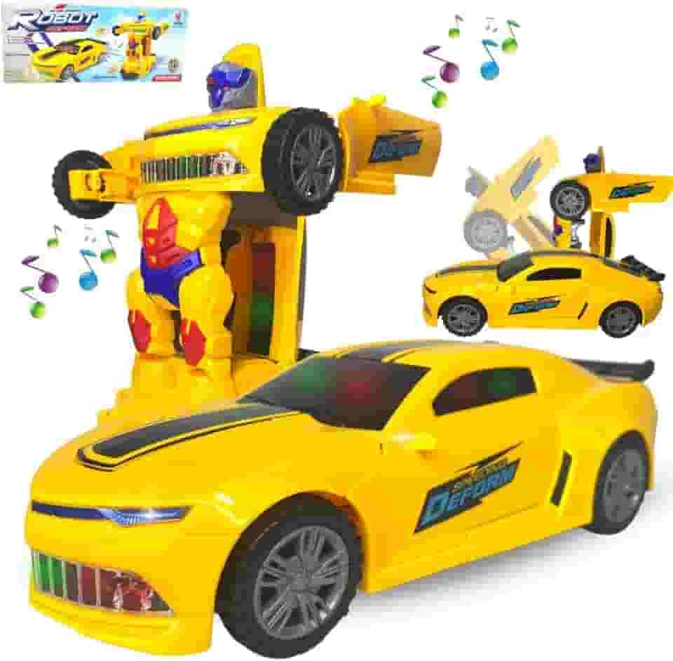 Carrinho Camaro Transformers Vira Robô Luz Som Bate Volta F