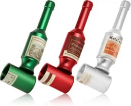 Sivaopa Conjunto De Cachimbos Tabaco Sivanpa Com 3 Peças - Removíveis Design Garrafa Vinho, Verde, Vermelho E Prata