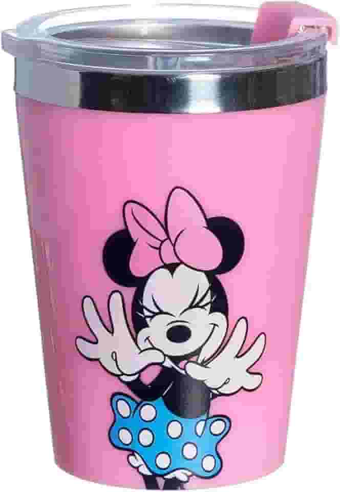 Zona Criativa – Copo SNAP Minnie 300ml | Compacto, Térmico em Aço Inóx Dupla Camada e c/Tampa Rosqueável – Leve sua Bebida em Espaços Pequenos, Prático Para o Dia a Dia - Bebida Gelada Por Mais Tempo