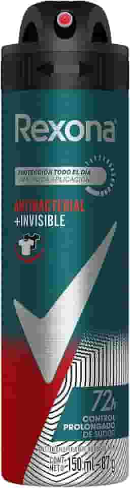 Rexona Desodorante Antitranspirante Aerosol Masculino Antibacterial + Invisible 72 Horas 150Ml (A Embalagem Pode Variar)