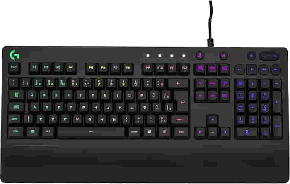 Teclado Gamer Logitech G213 com Layout ABNT2, RGB LIGHTSYNC, Controles de Mídia Dedicados, Design Durável e Resistente à Respingos