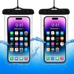 Kit com 2 capas impermeáveis, a Prova D'Água para celular, iphone, até 6.5', com alça universal, Proteção IPX8, Ideal para Praia Trilhas Piscina Viagens (Cores Sortidas) – Qualidade Premium LNSTORE