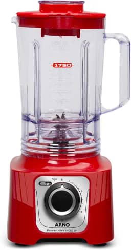 Liquidificador Arno Powermax 1400W LN63, Vermelho, com 6 Lâminas Powelix Pro, 3,1L de Capacidade, 15 Velocidades e Design Moderno, 110V
