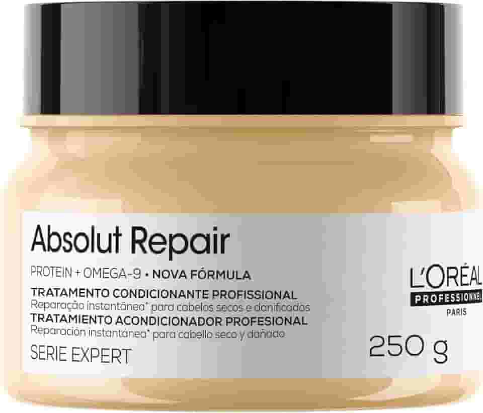 L'Oréal Professionnel Serie Expert Absolut Repair, Máscara de Reparação Intensiva para Cabelos Danificados e Finos com Quinoa Dourada, Reconstrução Instantânea e Brilho Intenso, 250g