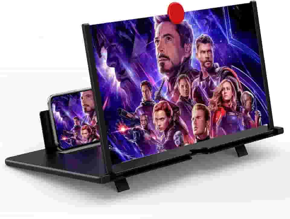 Lupa de tela de 12 polegadas – Ampliador de tela de celular HD 3D para filmes e vídeos – Suporte dobrável para celular com amplificador de tela compatível com todos os smartphones